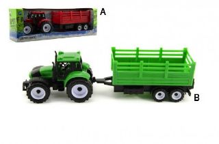 Obrázek z Traktor s přívěsem plast 28cm 2barvy v krabici 